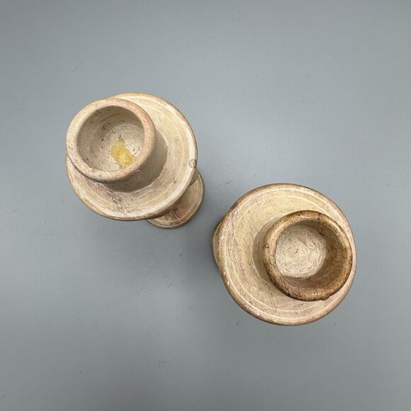 Vtg Carved Handpainted Soapstone Twisted Candlestick Holders Elephant Rhinoceros - Picture 6 of 8